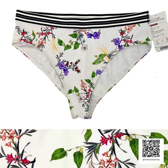 Athleta - Large NWT - Gold Coast White Floral Swim Bikini Bottoms - Picture 5 of 6